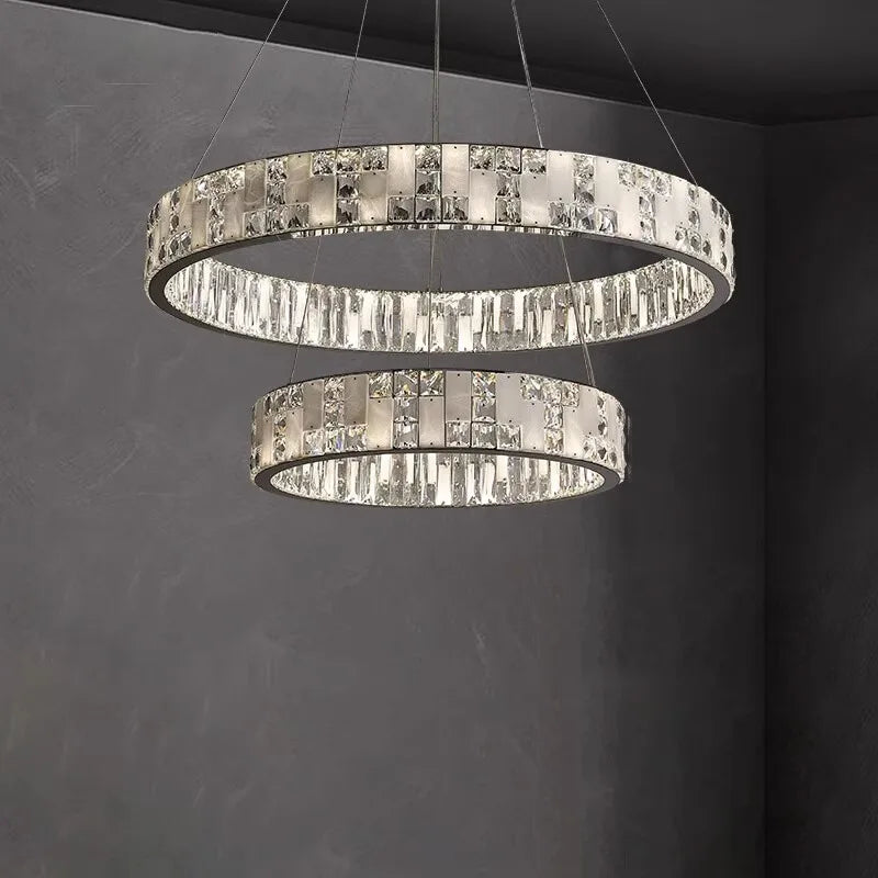Afralia™ Black Acrylic Crystals Chandelier | Living Room Art Deco Ceiling Light