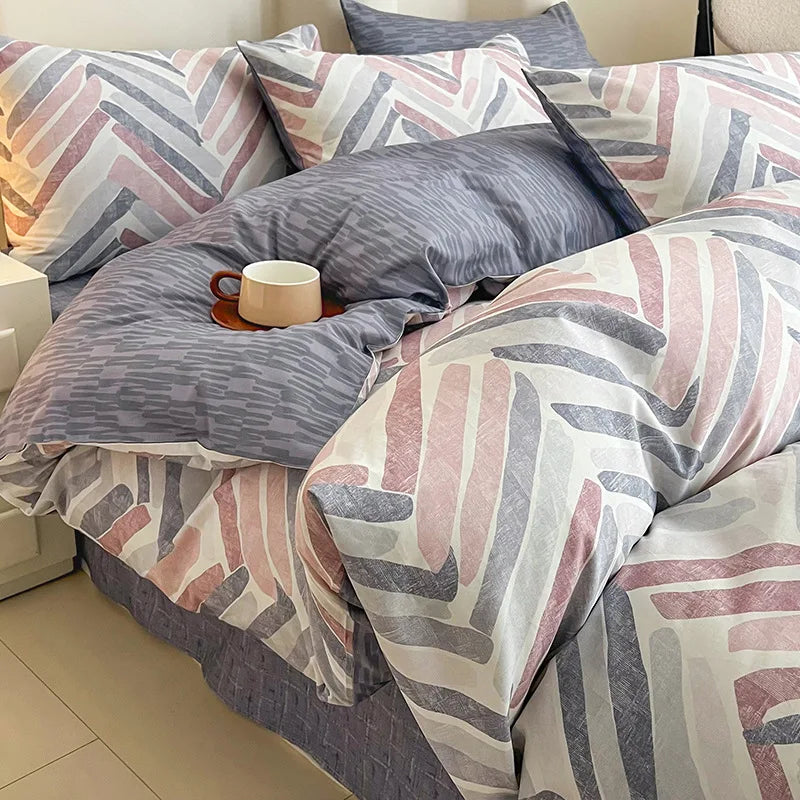 Afralia™ Geometric Print 100% Cotton Bedding Set for All Seasons