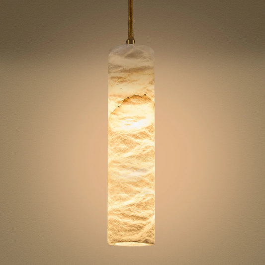 Afralia™ Alabaster & Marble Chandelier Lamp with White Tube Shade for Home Décor