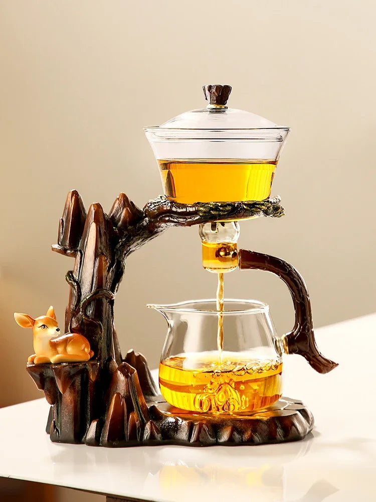 Afralia™ Lazy Kung Fu Tea Set with Magnetic Water-Separating Bowl & Teapot