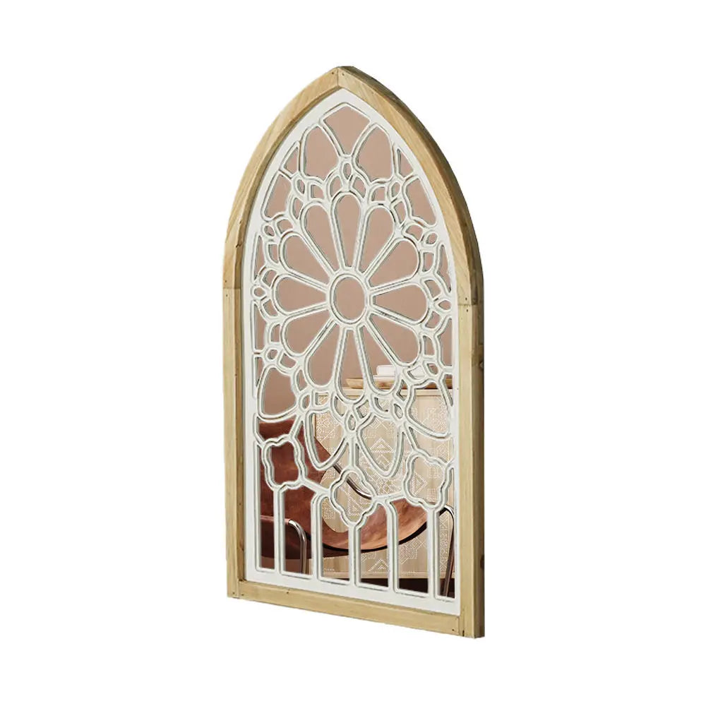 Afralia™ Gothic Rose Window Carved Mirror for Wall Decor in Living Room or Bedroom