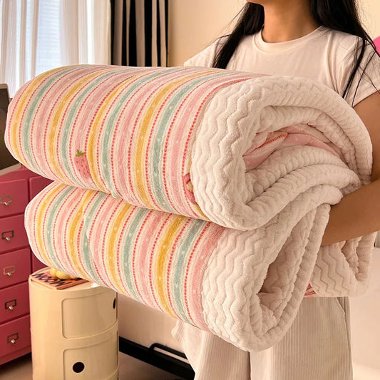Afralia™ Plush Velvet Lamb Wool Blanket - Cozy 3-Layer Warmth for Home, Adults
