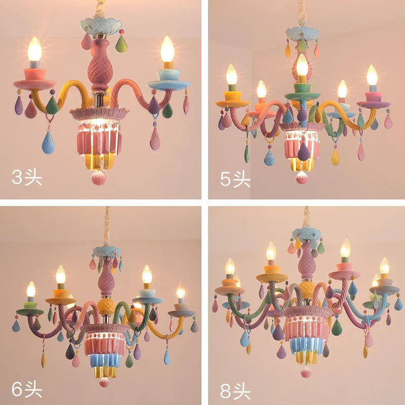 Afralia™ Crystal Chandelier Girl Baby Bedroom Lamp Nordic Princess Room Lighting