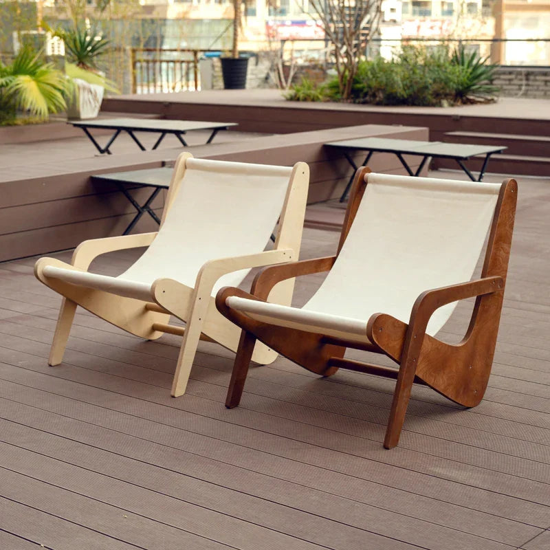 Afralia™ Canvas Recliner: Retro Mid-Ancient Designer Sofa Chair for Living Room & Balcony