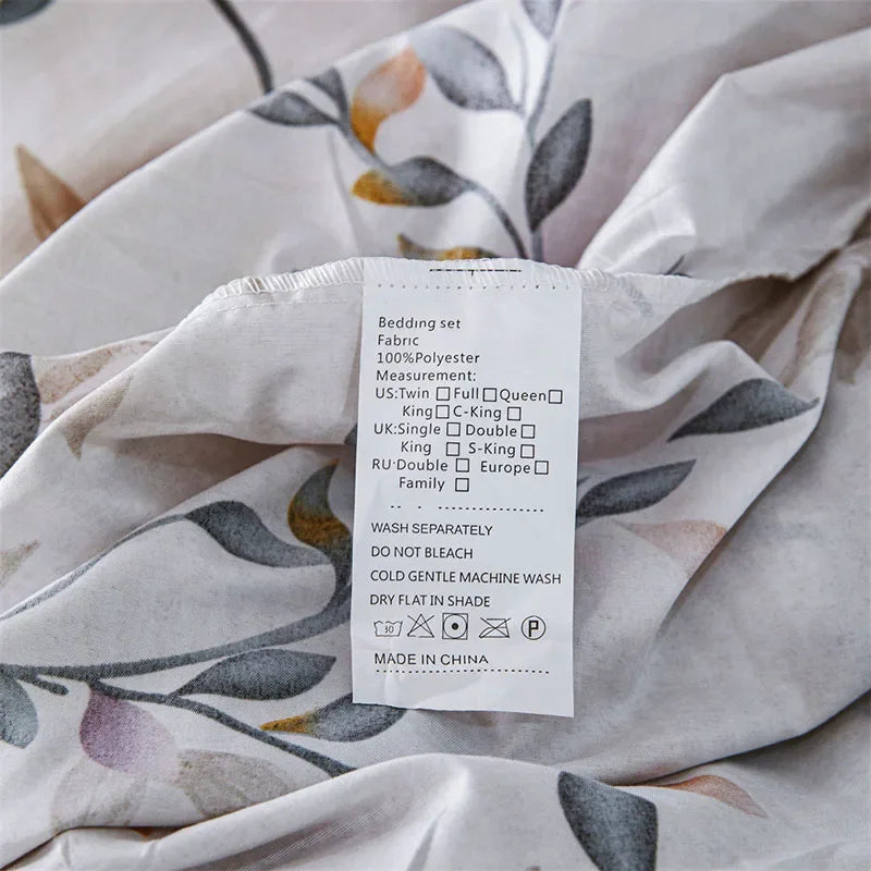 Floral Print Fitted Sheet & Pillowcase Set by Afralia™ for All Seasons