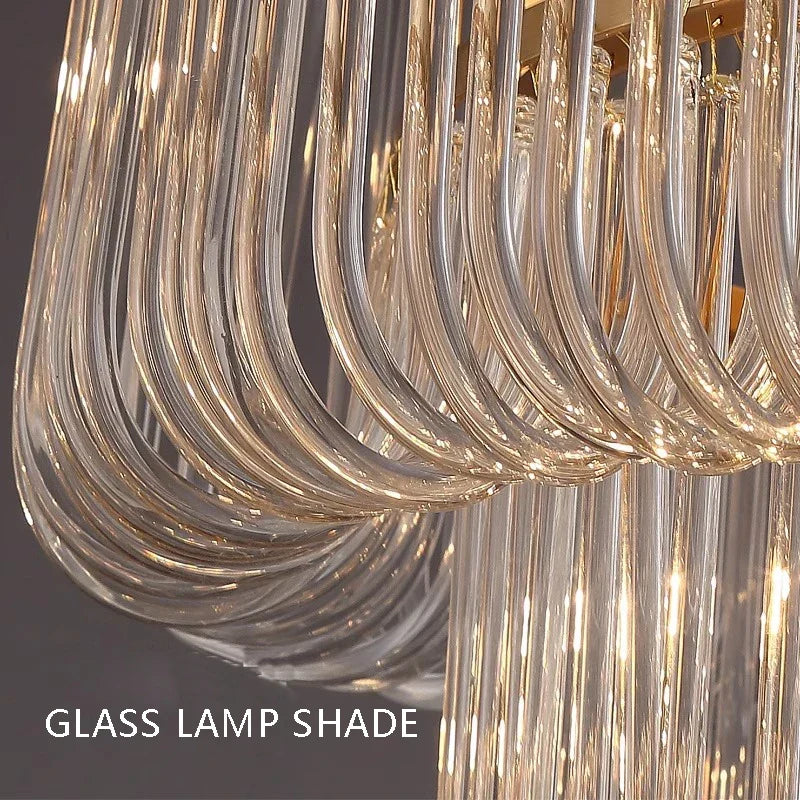 Afralia™ Brass Glass Bar Chandelier Modern Minimalist Designer Luxury Living Room Hanglamp