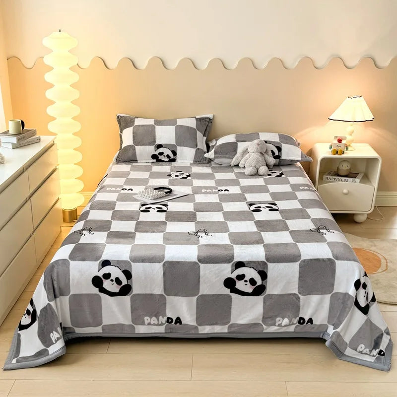 Afralia™ Cartoon Print Flannel Sofa Cover – Lightweight Plush Blanket for Adults
