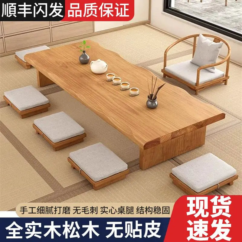 Afralia™ Modern Chinese Tea Table Set: Solid Wood, Piano Design, Zen Low Stool