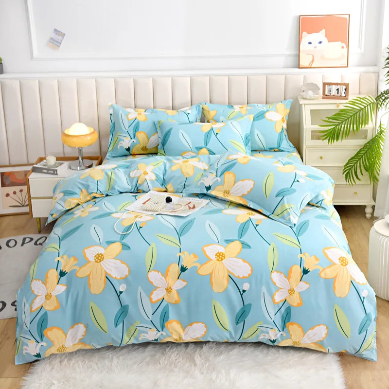 Afralia™ Pastoral Printed Cotton Comforter Cover for Queen King Bed - Four Seasons