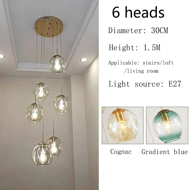 Afralia™ Glass Ball Spiral Chandelier for Modern Luxury Living Room