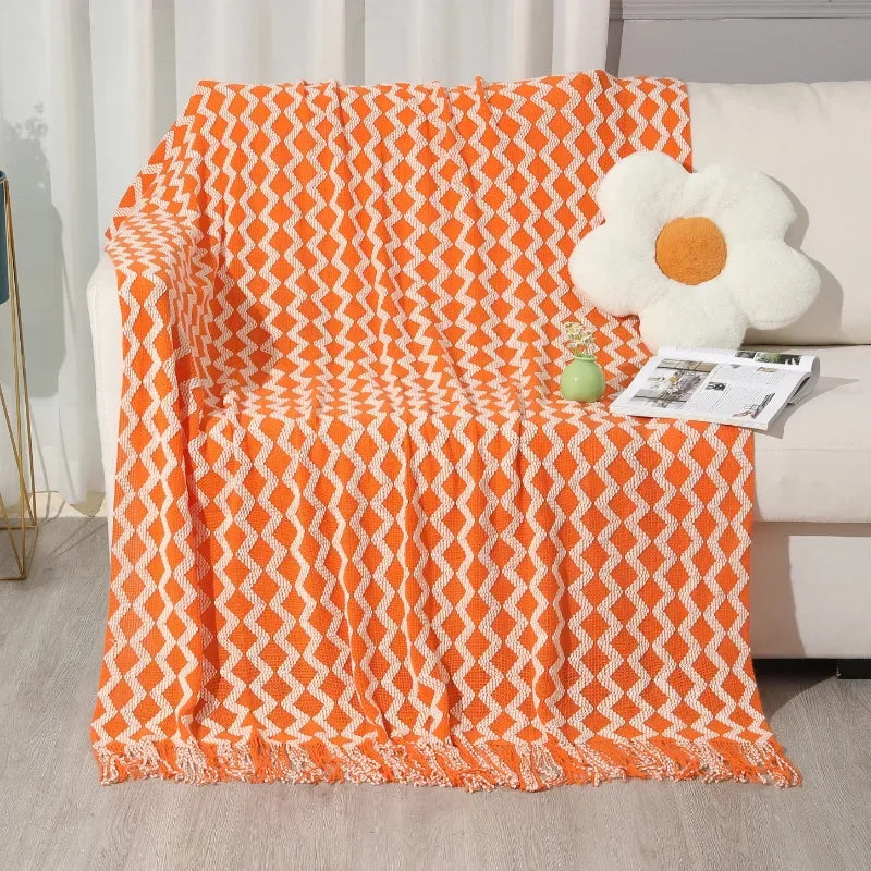 Afralia™ Knitted Tassel Hem Blanket: Cozy Warmth for Home, Office, Sofa, and More
