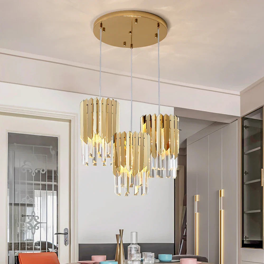 Afralia™ Modern Gold Crystal LED Chandelier for Home Luxury Indoor Lighting