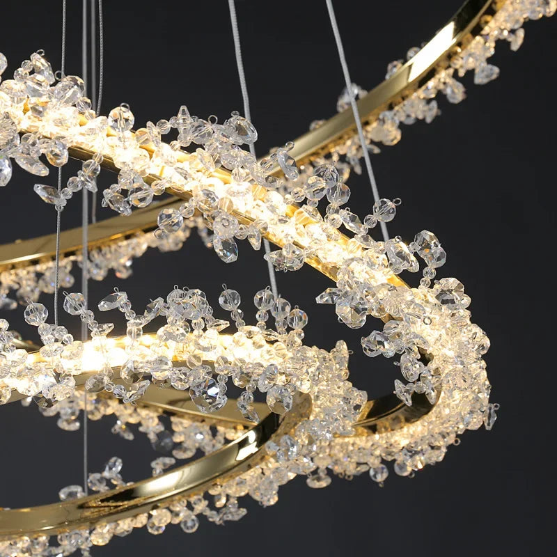 Afralia™ Crystal Ring Pendant Light for Modern Living Room, Dining, Bedroom - French Light Luxury