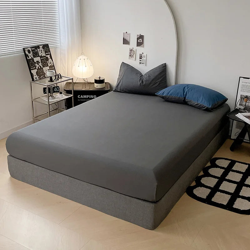 Afralia™ Soft Comfort Solid Color Fitted Bed Sheet - Double Mattress Cover