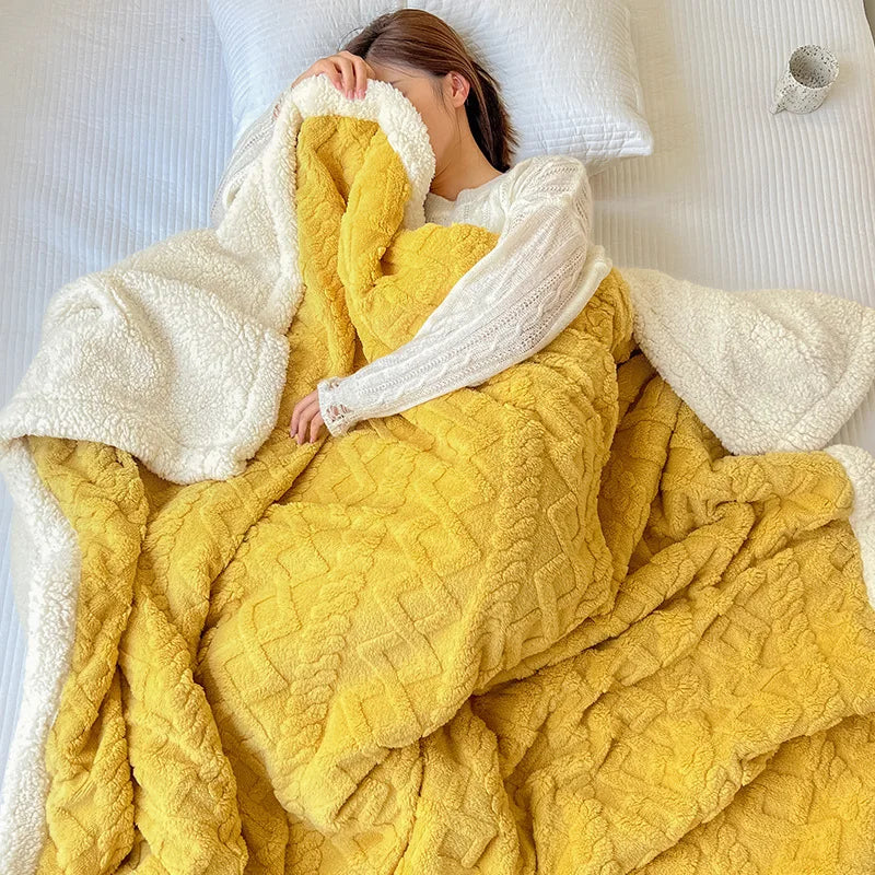 Afralia™ Winter Jacquard Taffeta Fleece Blanket for Office Living Room Sofa