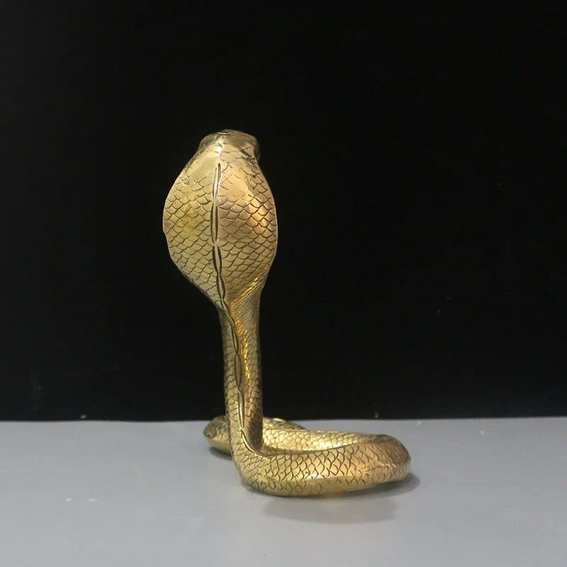 Afralia™ Copper Cobra Zodiac Snake Feng Shui Decoration Craft