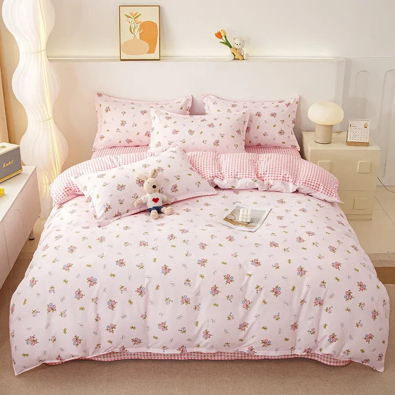 Afralia™ Plant Print Bedding Set: Skin-Friendly Duvet Cover & Bedsheet for All Seasons