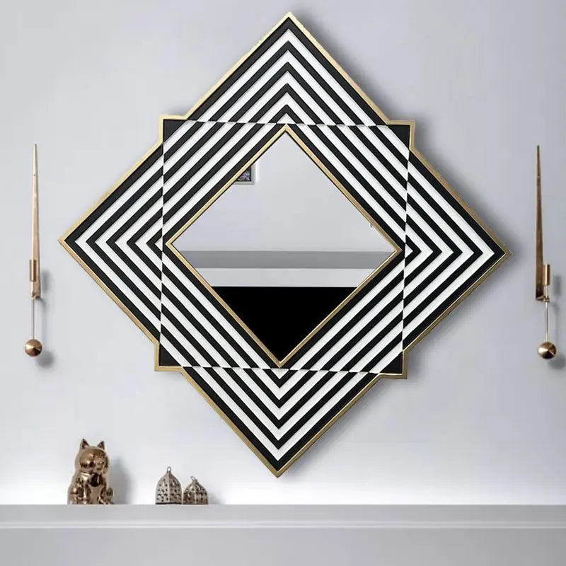 Afralia™ Nordic Wrought Iron Square Decorative Mirror