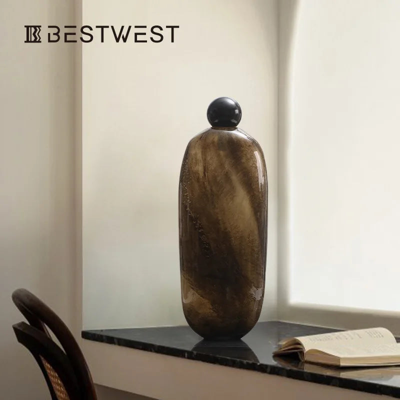 Afralia™ Oval Glass Vase for Home Decoration and Floral Arrangement