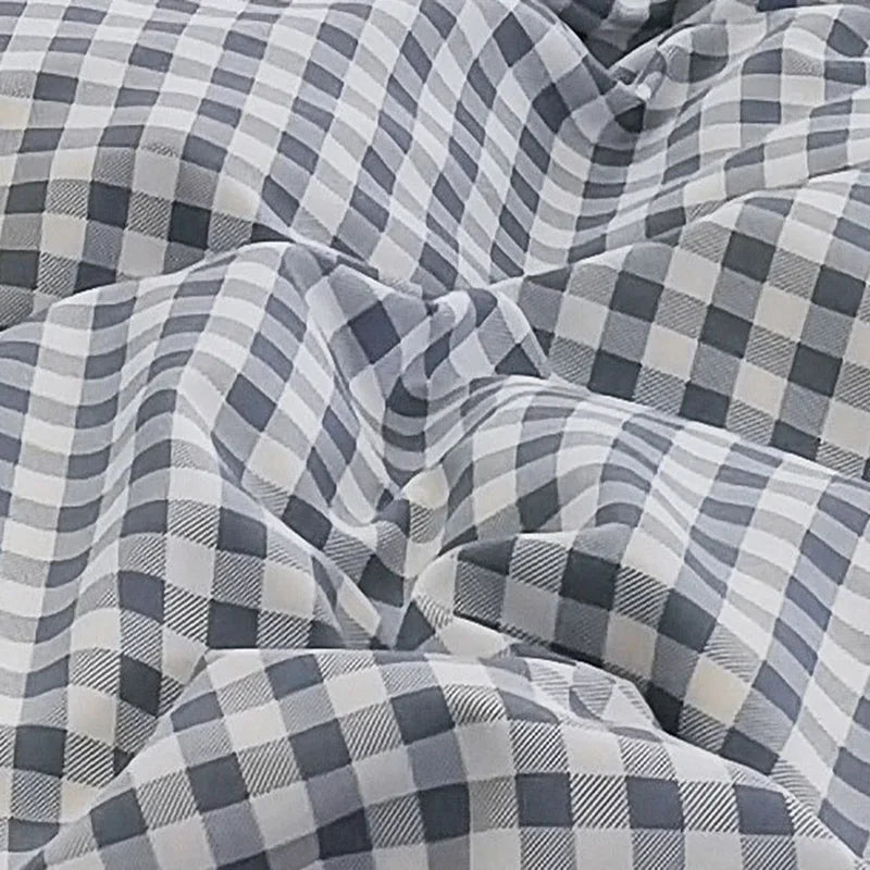Afralia™ Striped Grid Printed Bedding Sets: Japanese Comfort for Summer