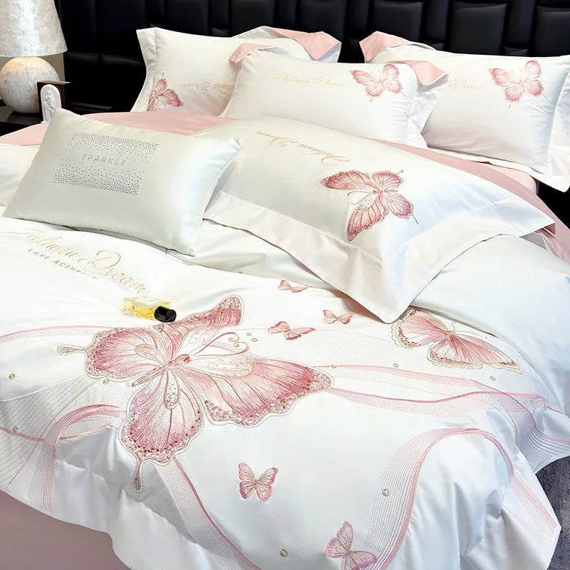 Afralia™ Luxury Cotton Twill Embroidery Duvet Cover Set for Seasons