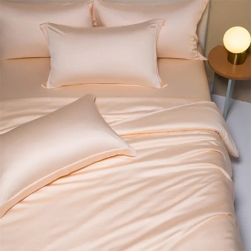 Afralia™ 120S Natural Fabric Bedding Set Summer Cooling Fitted Sheet Skin Friendly Bedclothes