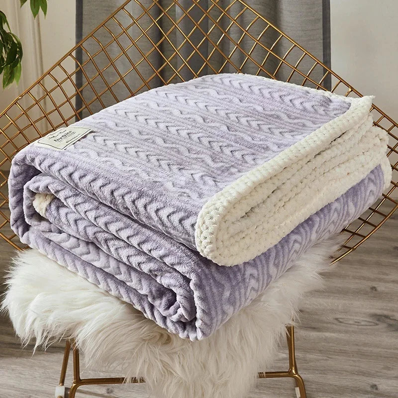 Afralia™ Coral Fleece Flannel Blanket: Cozy Single/Queen Size Little Quilt - Winter Office/Dorm Warmth
