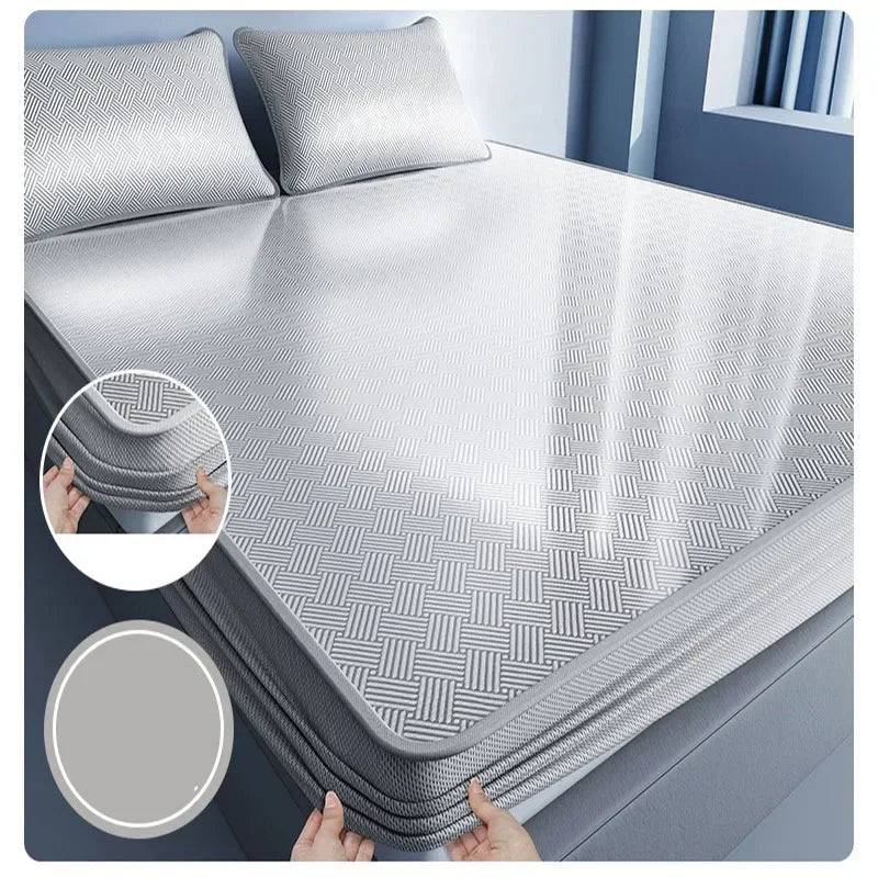 Afralia™ Silky Cool Feeling Full Fitted Sheet Set | Solid Color Bed Cover