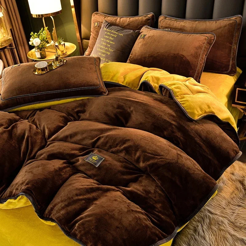 Afralia™ Plush Winter Bedding Set: Ultra-Thick Milk Fleece Duvet, Sheets, Comforter Cover & Pillowcases