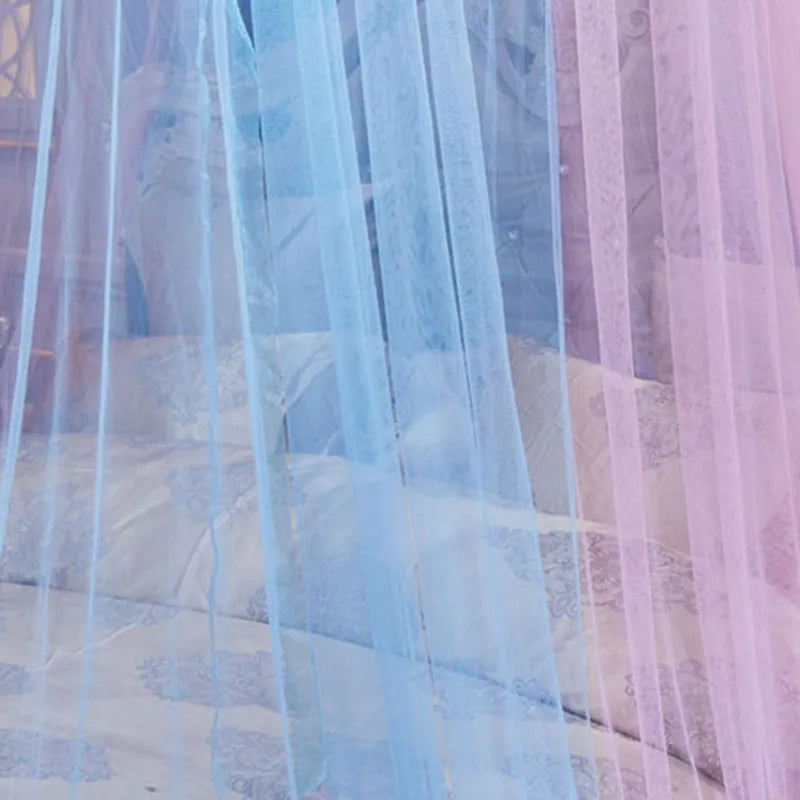Afralia™ Color Blocked Ceiling Mosquito Net with Lace Decoration, Rotating Strap, Insect Proof Bed Curtain