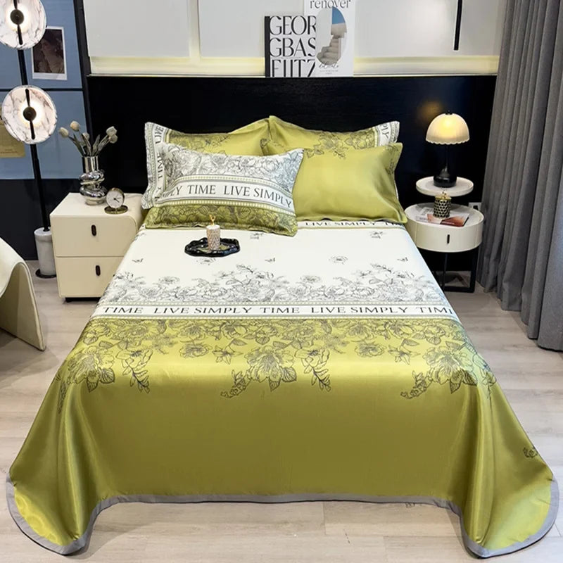 Afralia™ Multicolour Floral Patchwork Satin Bed Cover Set for Smooth Summer Comfort