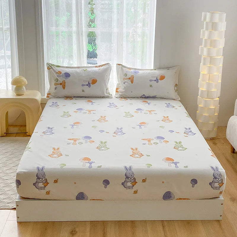 Afralia™ Printed Waterproof Fitted Bed Sheet Full Queen Size Bed Cover