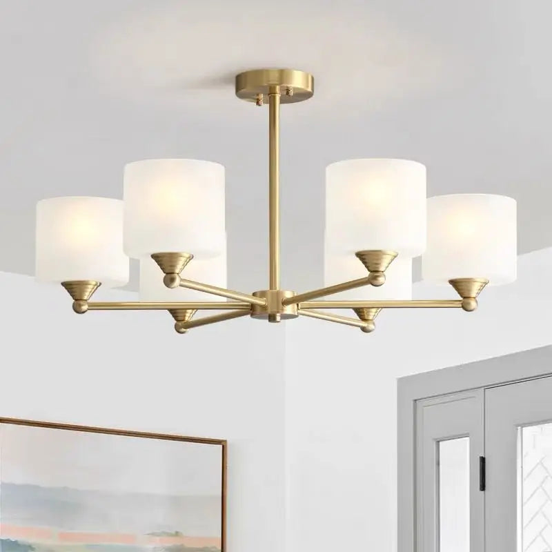 Afralia™ LED Black/Gold Ceiling Chandelier with Lampshade for Elegant Living Room Decor