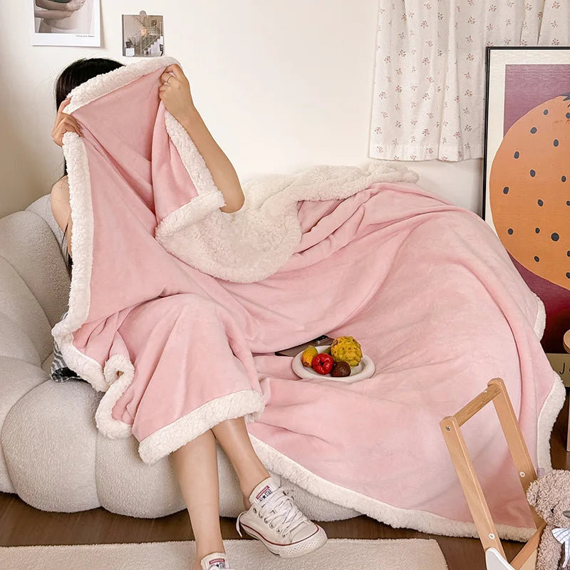 Afralia™ Lamb Wool Multi-Purpose Blanket: Soft & Warm Sofa Cover, Office Quilt