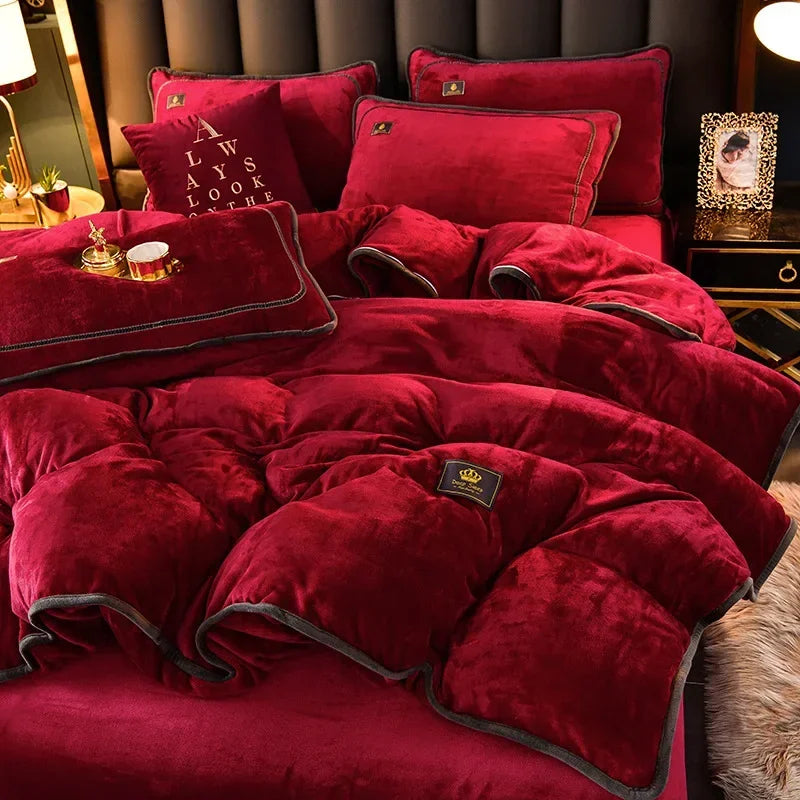 Afralia™ Plush Winter Bedding Set: Ultra-Thick Milk Fleece Duvet, Sheets, Comforter Cover & Pillowcases
