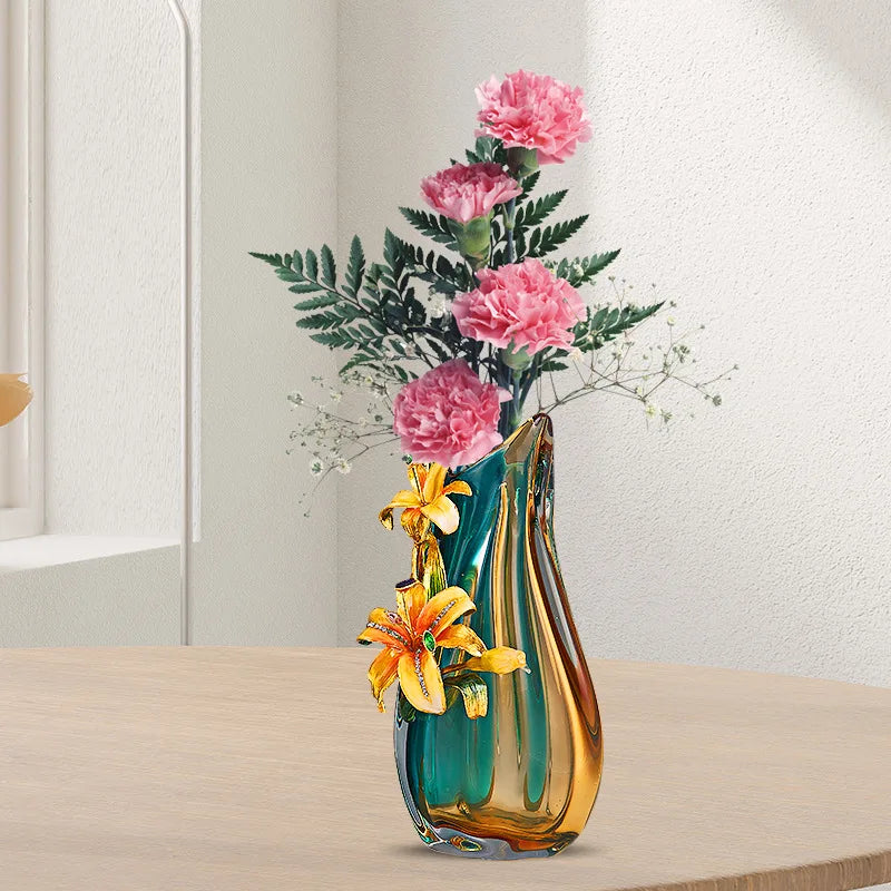 Afralia™ Handmade Enamel Vase for Living Room TV Cabinet and Wine Cabinet Décor