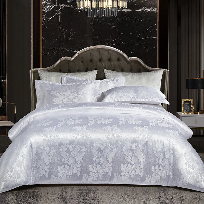 Afralia™ Jacquard Satin Summer Bedding Set - Elegant & Skin Friendly Duvet Cover - Single/Double Size