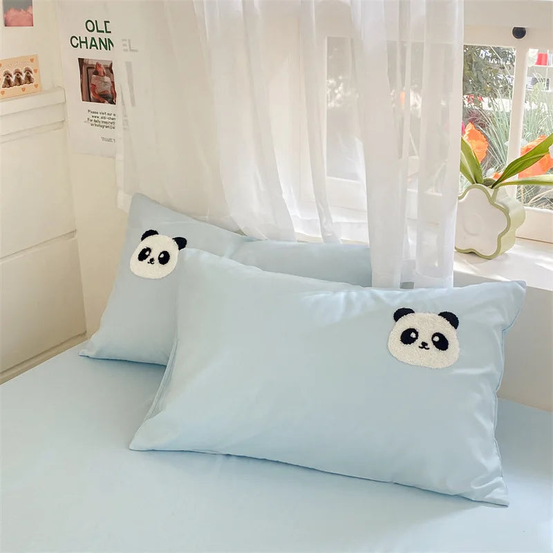 Afralia™ Color Block Cotton Embroidery Bedding Set for All Seasons