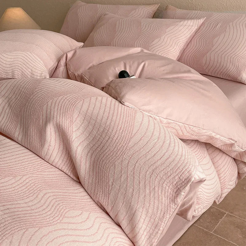 Afralia™ Luxury Jacquard 3-Layer Cotton Bedding Set - Soft & Skin-Friendly