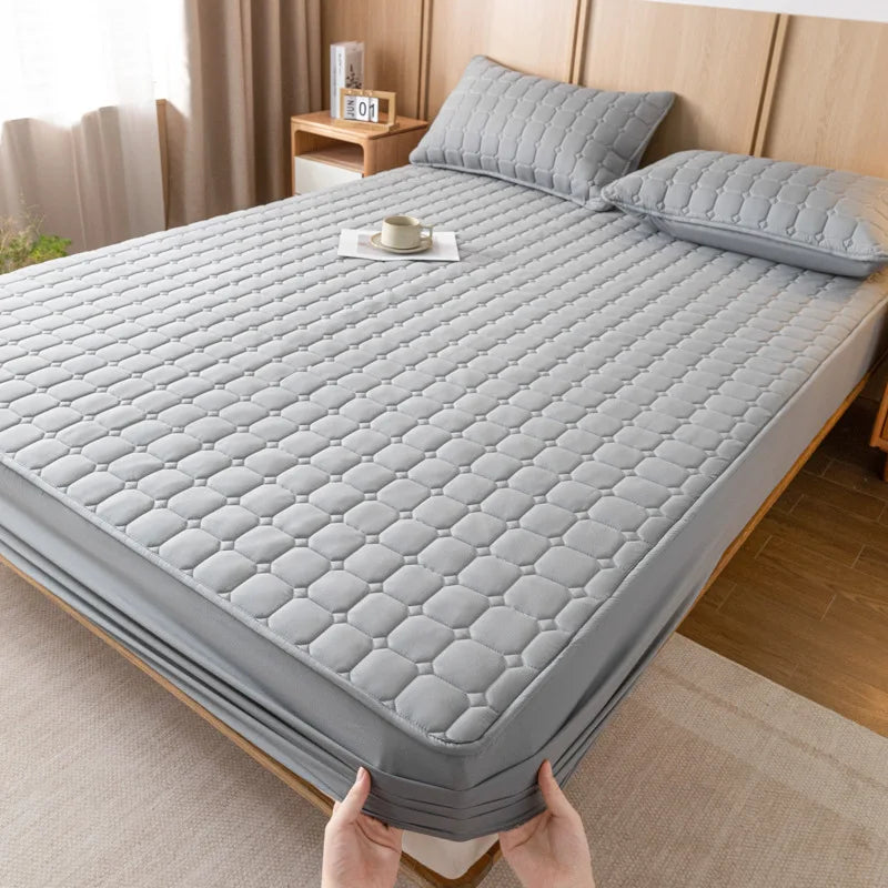 Afralia™ Quilted Fitted Sheet for Cozy & Anti-Slip Protection on Queen & King Beds