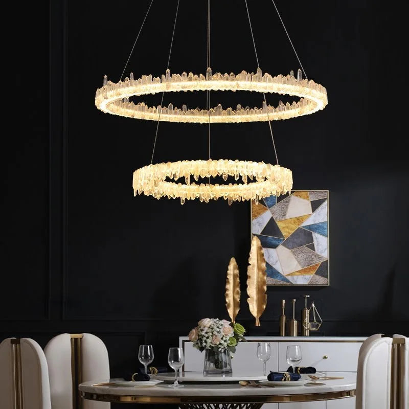 Afralia™ Crystal Ring Pendant Light for Modern Living Room, Dining, Bedroom - French Light Luxury