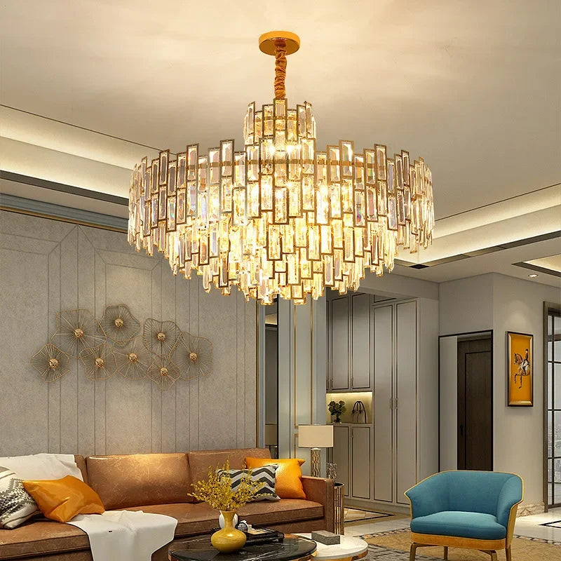 Afralia™ Luxury LED Crystal Chandelier Ceiling Light for Living & Dining Rooms