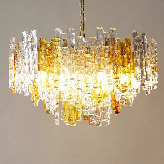 Afralia™ Icicle Glass Ceiling Pendant Light - Dimmable Dining Room Chandelier