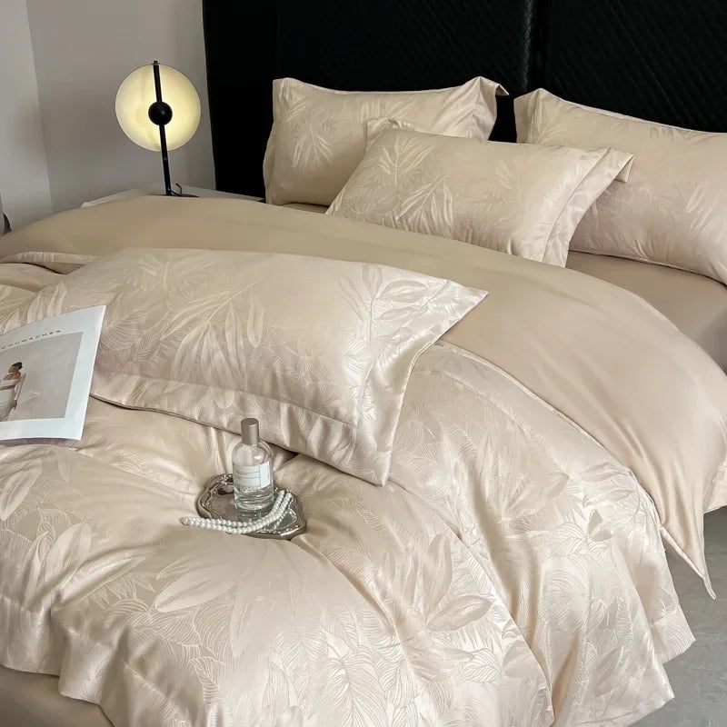 Afralia™ Ice Silk Jacquard Bedding Set - Luxury Comforter Cover, Soft & Cozy, Queen/King