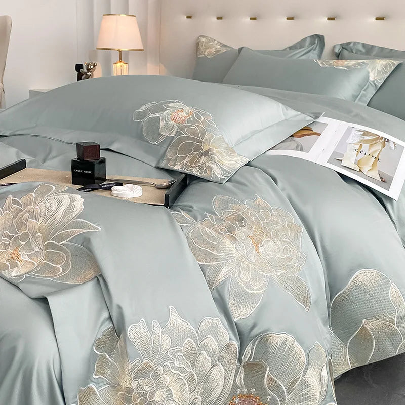 Afralia™ Chic Embroidered Cotton Bedding Set for Luxurious Home Décor