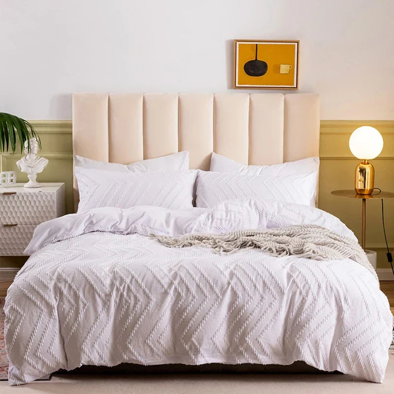 Afralia™ White Nordic Style Cut Flowers Duvet Cover Set for King, Queen, Twin Sizes
