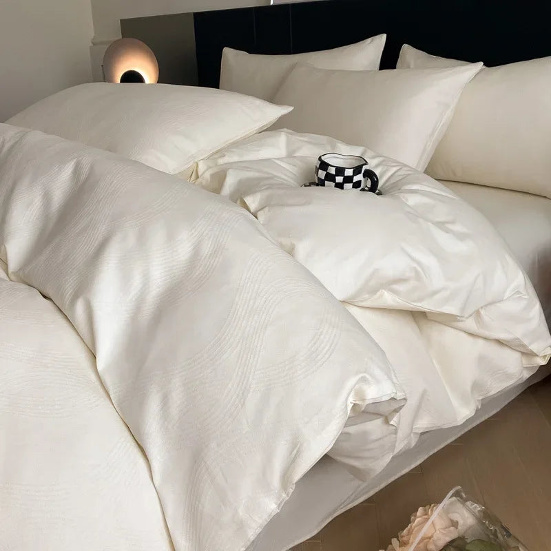 Afralia™ Luxury Jacquard 3-Layer Cotton Bedding Set - Soft & Skin-Friendly