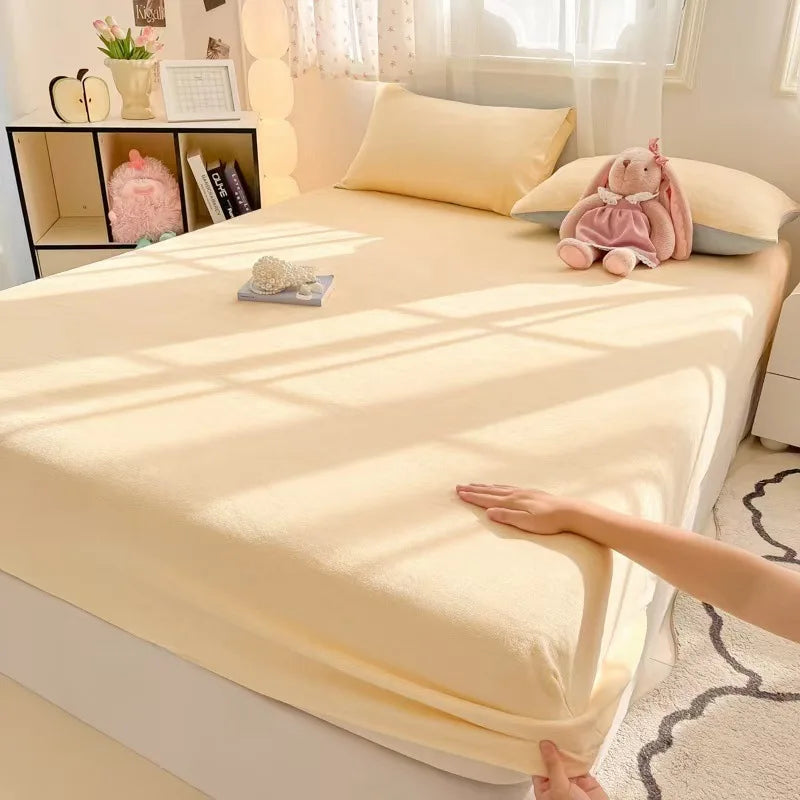 Afralia™ Cozy Milk Velvet Fitted Sheet for Autumn & Winter Mattress Topper