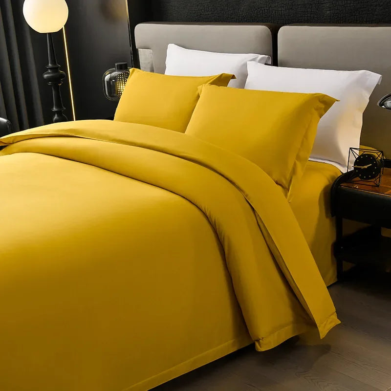 Afralia™ Solid Color Hotel Homestay Bedding Set - Wrinkle-free & Durable