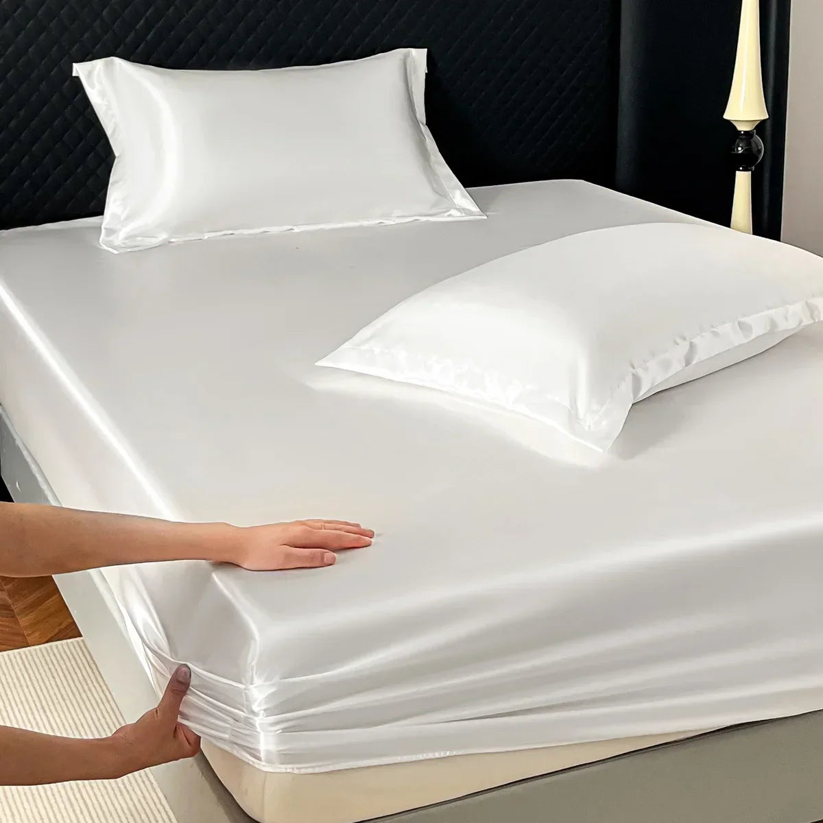 Afralia™ Satin Fitted Sheet Set - Luxuriously Soft Double Full Size Bedding